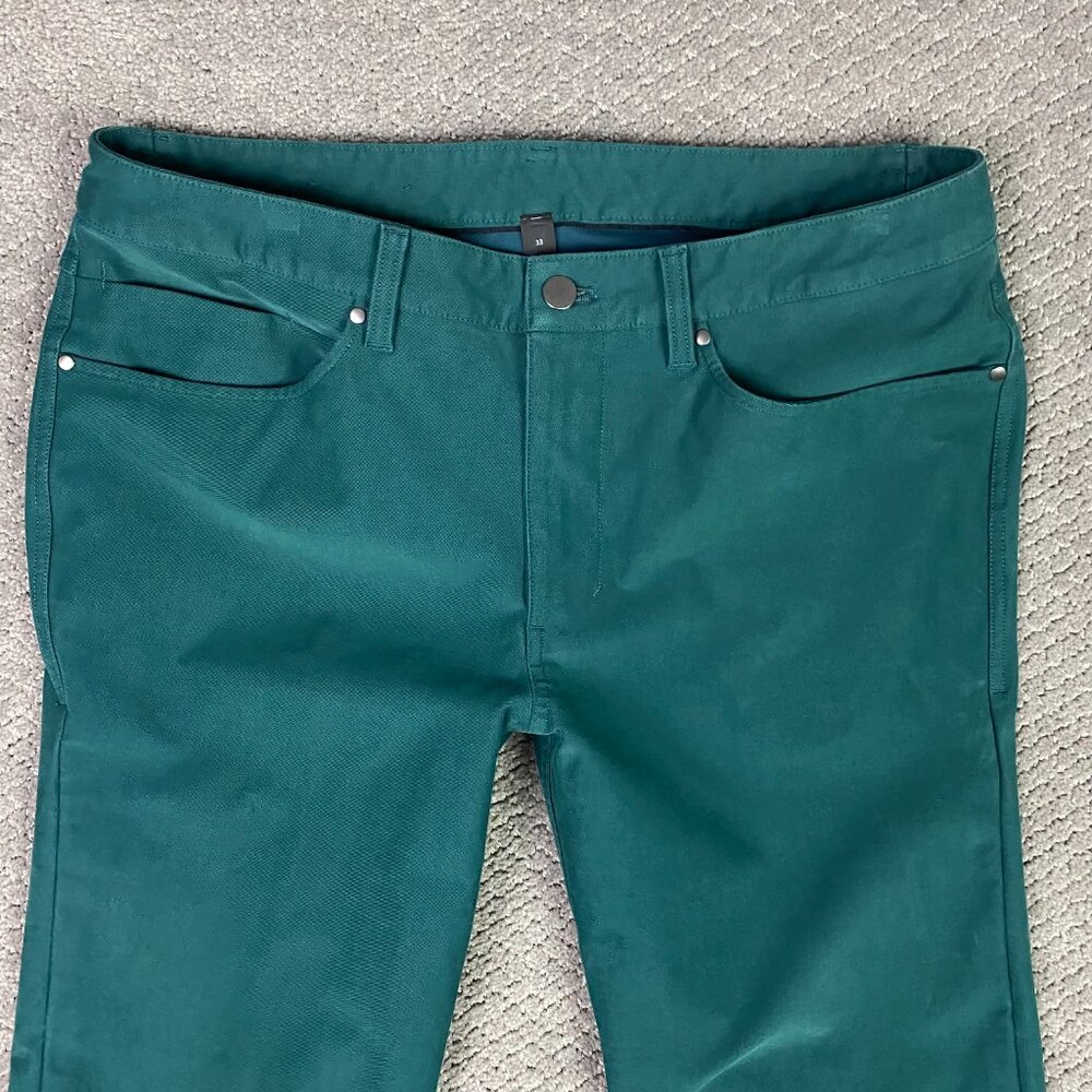 Lululemon Slim Fit ABC Pants Men's 33 x 33 Green Jasper Utilitech Chino Stretch - Picture 2 of 14